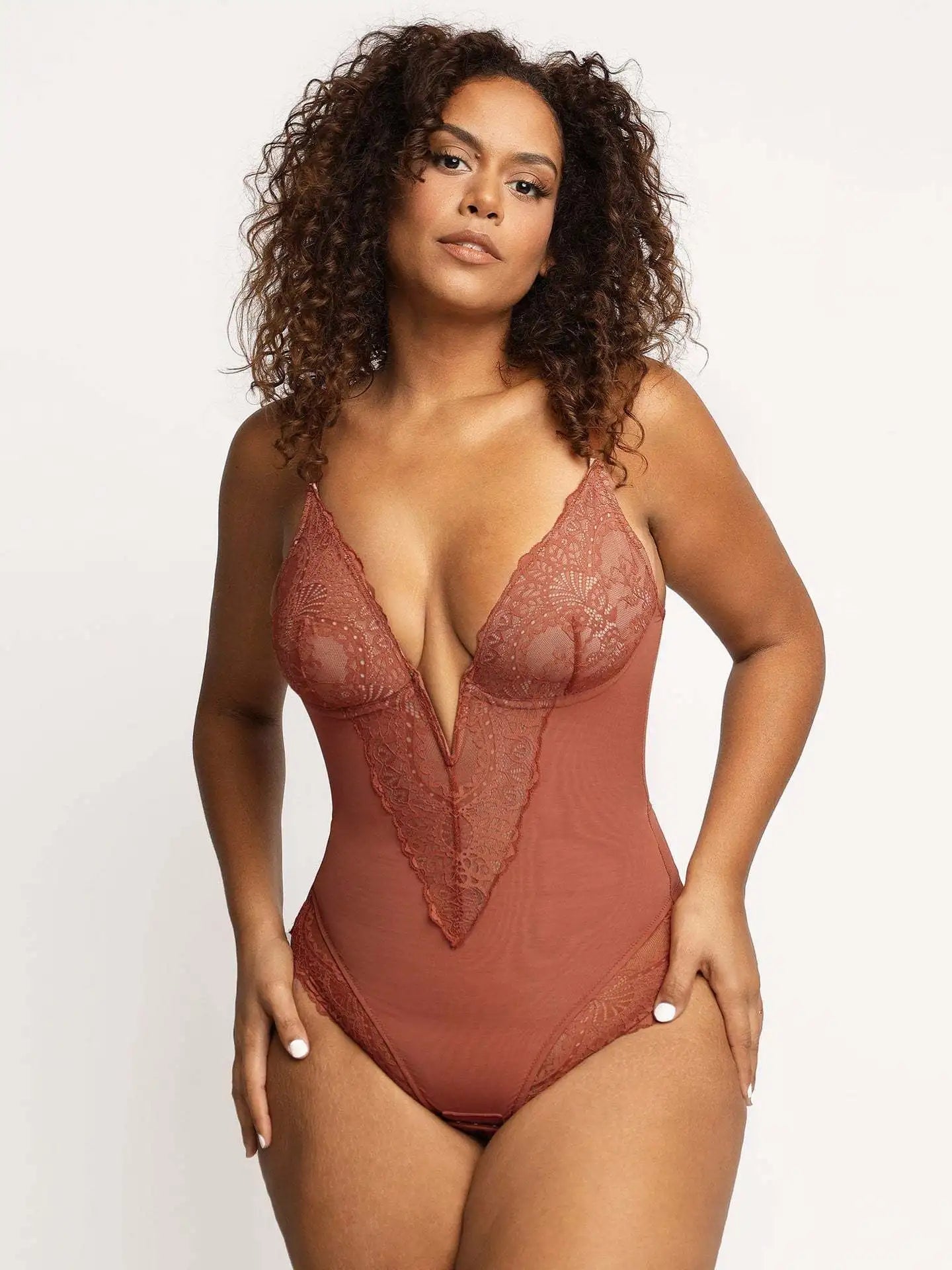 Body Gainant Dentelle Marron