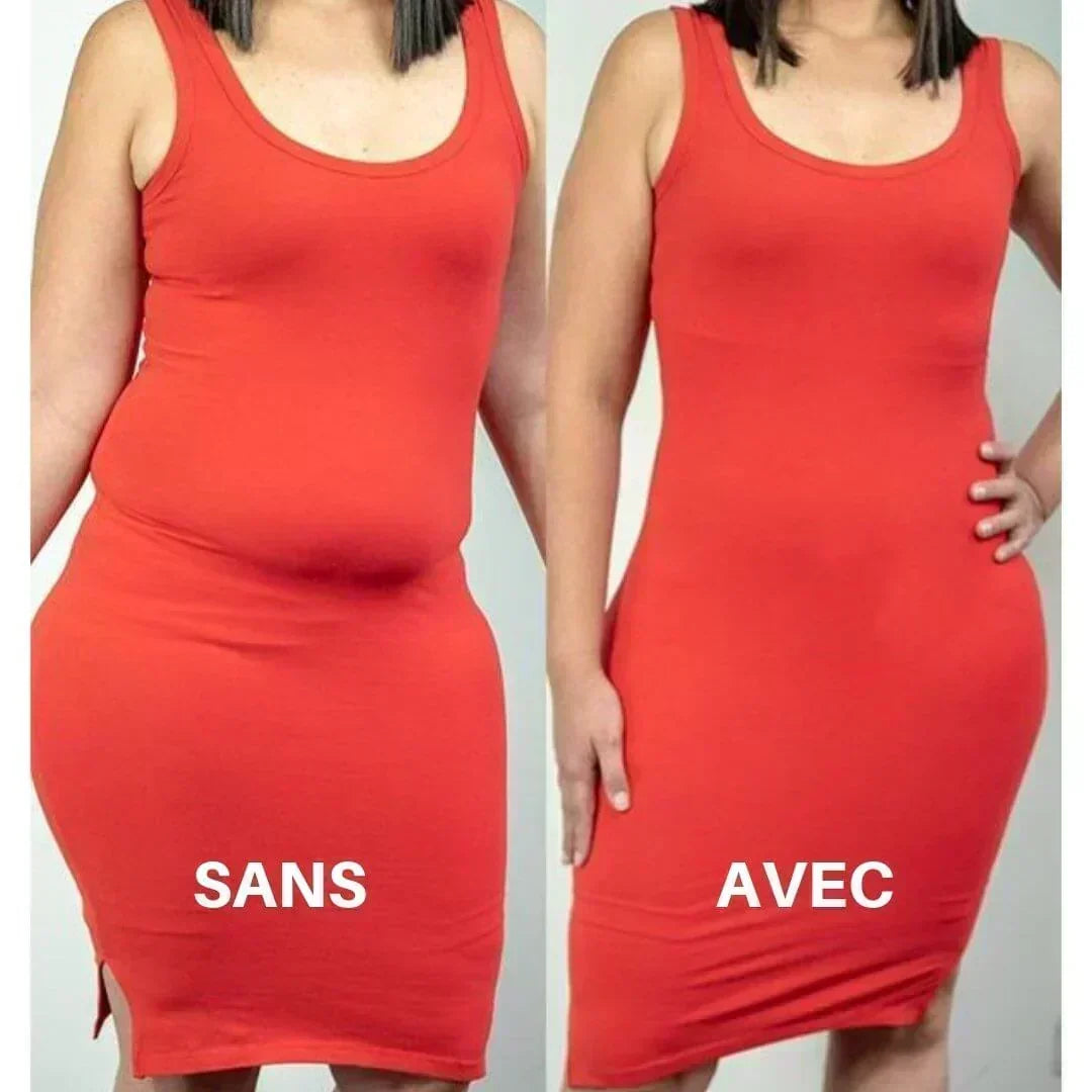 Femme portant une culotte gainante sous une robe moulante