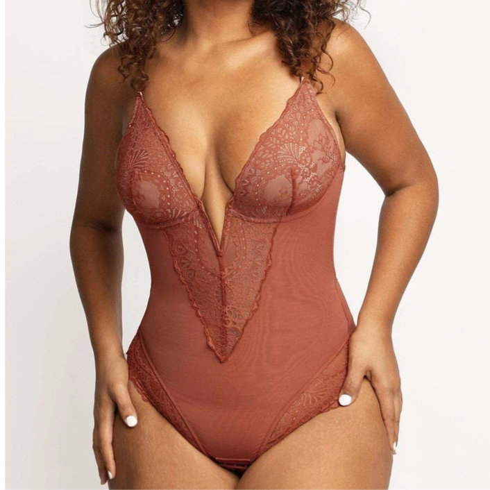 Body Gainant Dentelle Marron