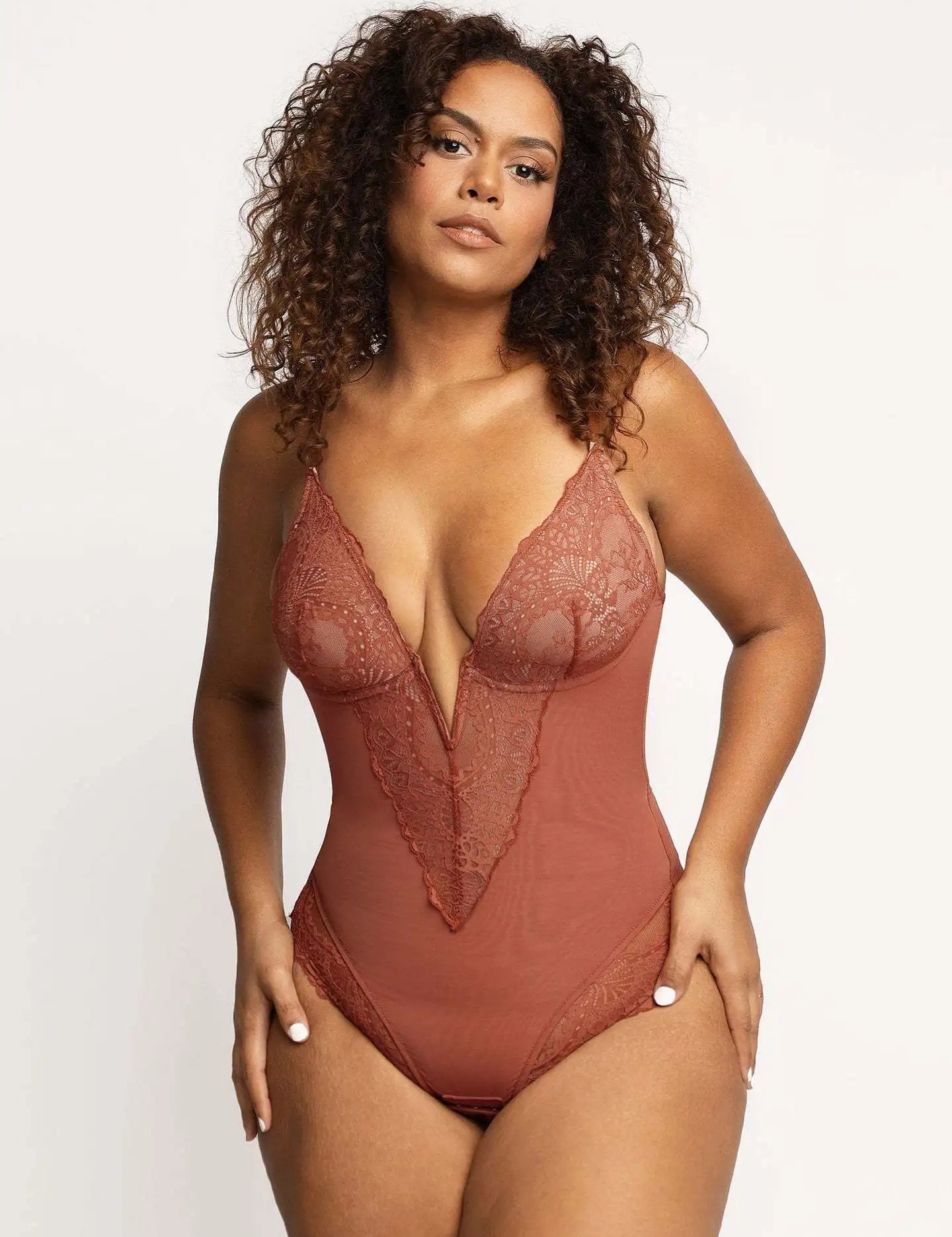 Body Gainant Dentelle Marron