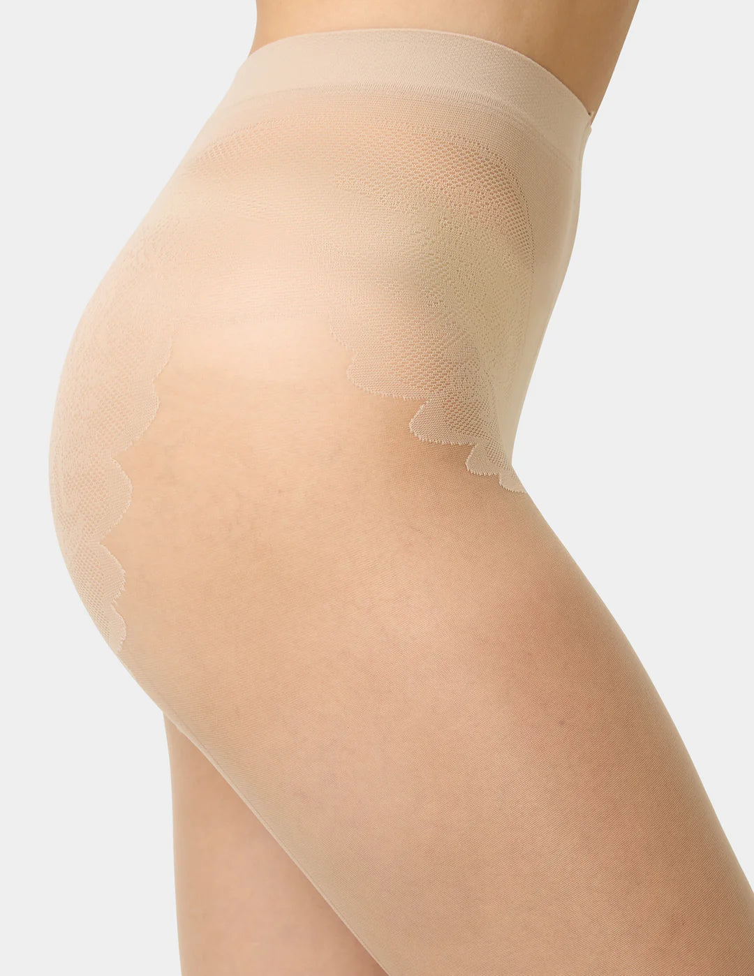 Collants en dentelle beige coté