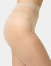 Collants en dentelle beige coté